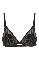 Black stretch nylon blend triangle bra -  | Wise