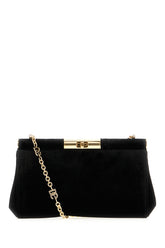 Black velvet medium Marlene shoulder bag -  | Wise