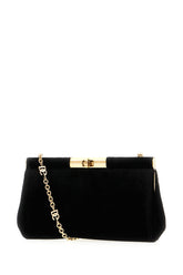 Black velvet medium Marlene shoulder bag -  | Wise