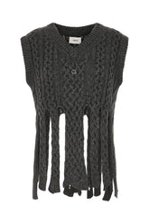 Dark grey wool blend vest -  | Wise