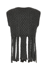 Dark grey wool blend vest -  | Wise