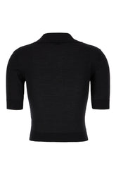 Black wool blend polo shirt -  | Wise