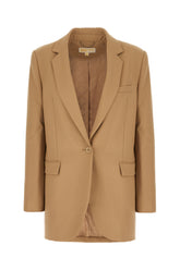 Biscuit polyester blend blazer -  | Wise