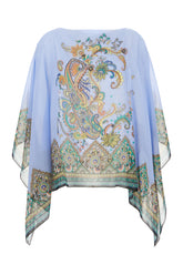 Printed silk poncho -  | Wise