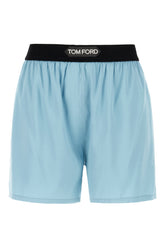 Light blue stretch silk shorts -  | Wise