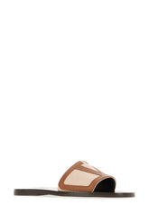 Dark brown leather and fabric Viva Superstar slippers -  | Wise