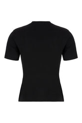 Black stretch viscose blend t-shirt -  | Wise