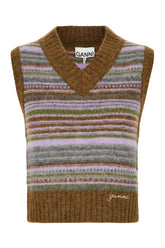 Embroidered stretch alpaca blend vest -  | Wise