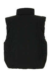 Black polyester blend sleeveless down jacket -  | Wise