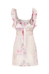 Printed linen mini dress -  | Wise