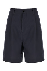 Navy blue wool bermuda shorts -  | Wise