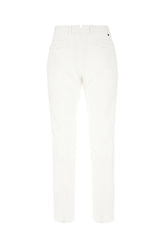 White stretch cotton blend pants -  | Wise