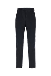 Navy blue stretch cotton blend pants -  | Wise