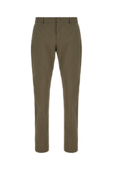 Olive green stretch cotton blend pants -  | Wise