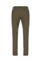 Olive green stretch cotton blend pants -  | Wise