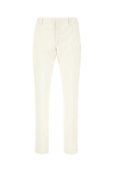 Pastel yellow stretch cotton blend pants -  | Wise