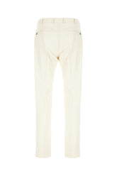 Pastel yellow stretch cotton blend pants -  | Wise