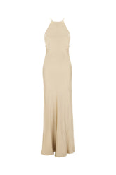 Sand stretch silk long dress -  | Wise