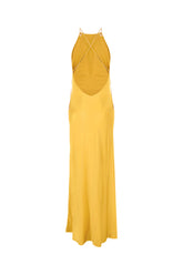 Ochre stretch silk long dress -  | Wise