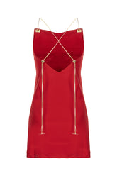 Red stretch acetate mini dress -  | Wise