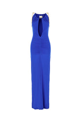 Electric blue nylon stretch dress -  | Wise