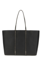 Black leather Rockstud shopping bag -  | Wise