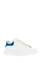 White leather sneakers with blue suede heel -  | Wise