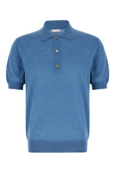 Teal green wool blend polo shirt -  | Wise